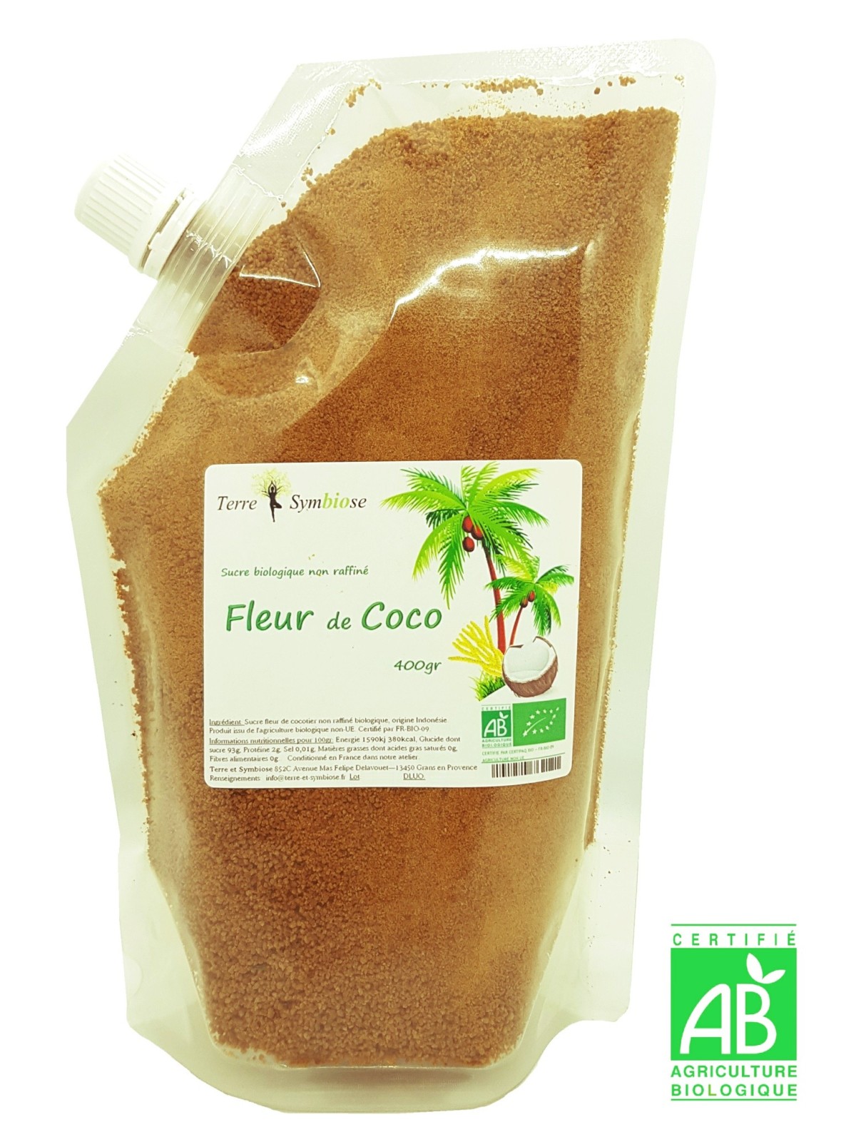 400 gr - Sucre Fleur de Coco Biologique et non raffiné