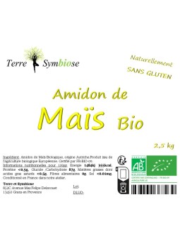 2,5 kg - Amidon de Maïs Bio - Naturellement sans gluten