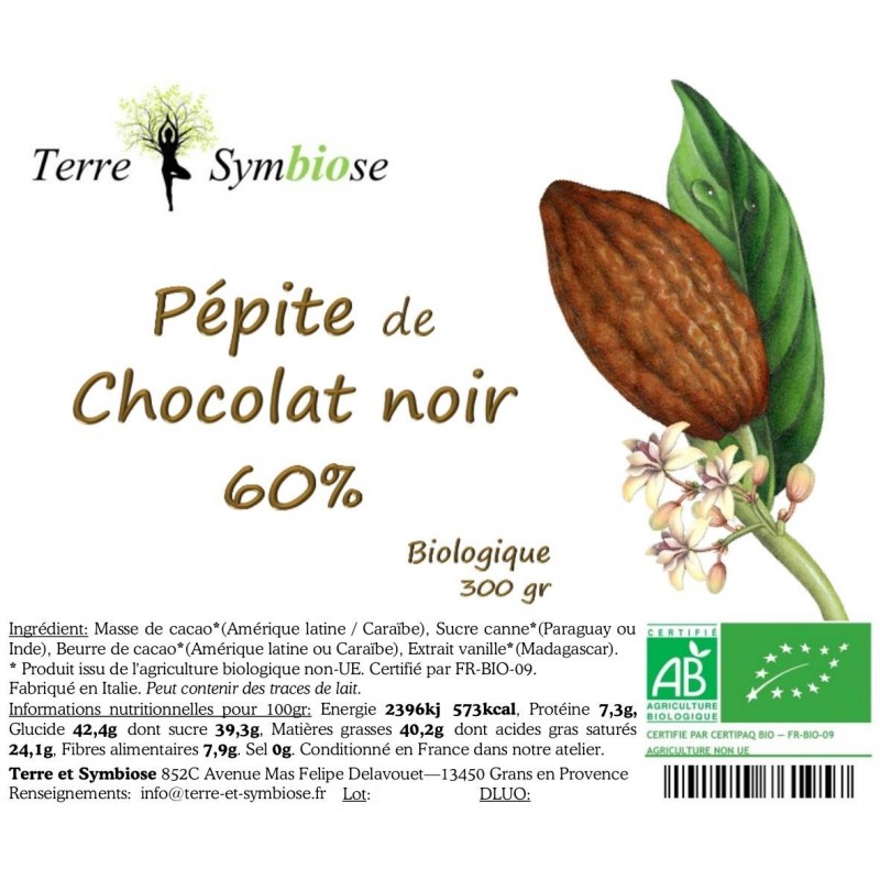 Pépites de chocolat noir 60% bio - Tootopoids - l'épicerie bio