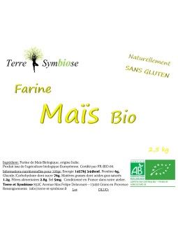 2,5 kg - Farine de Maïs Biologique - Naturellement sans gluten